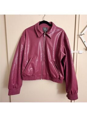 Worthington Womens Faux Leather Midweight Bomber Jacket Size XL NWOT
